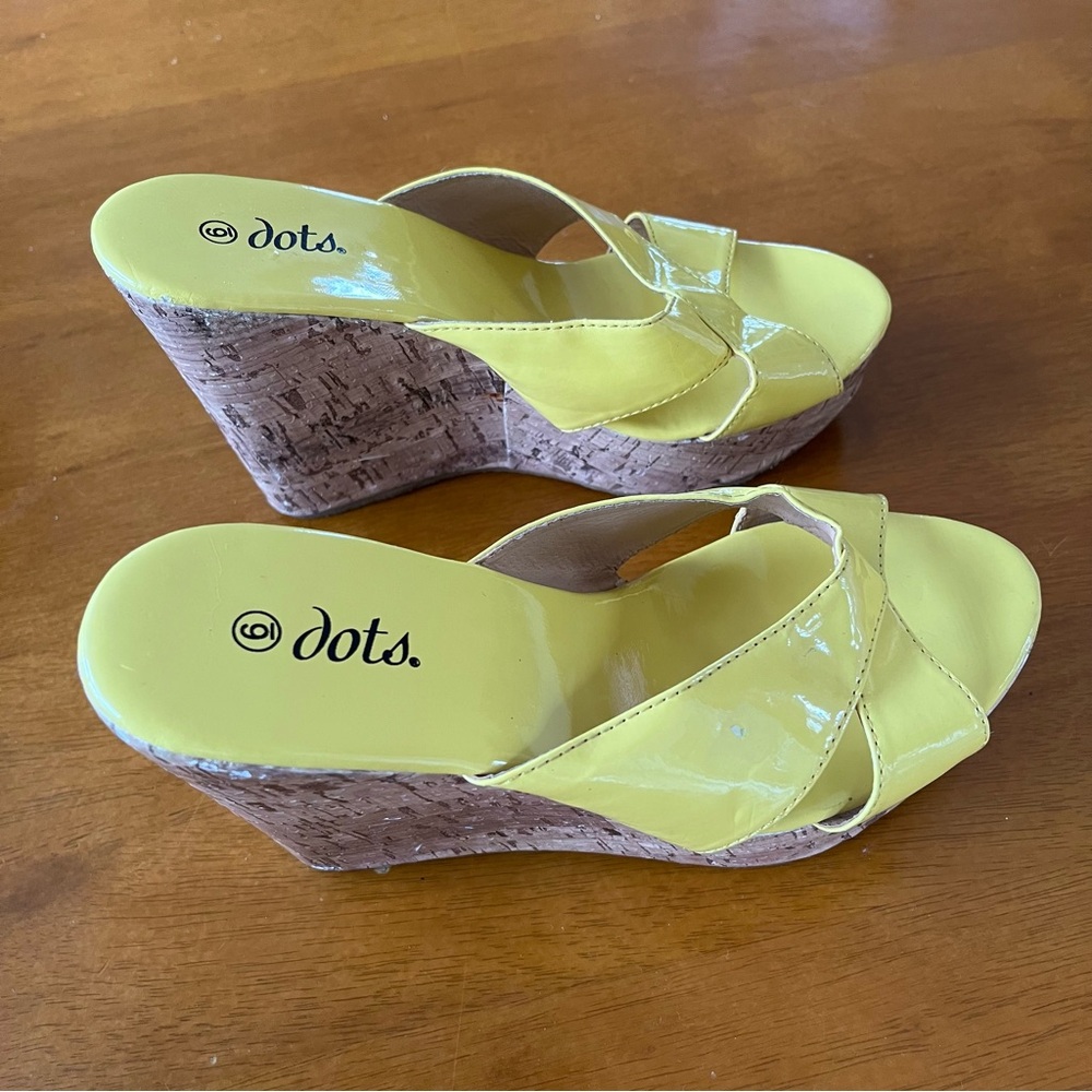 Dots Yellow Wedge Sandals
